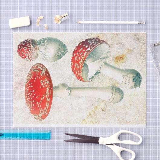 Rote Pilze murel verblassten beängstigenden Hinter Seidenpapier (Handwerk)