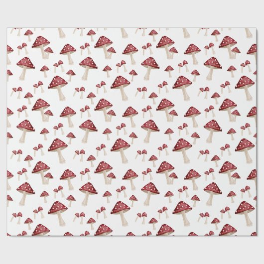 Rote Pilzwald-Wasserfarbe Geschenkpapier (Saum)