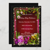 Rote Pinecones essen Drink sei frohe Weihnachten E Einladung (Vorne/Hinten)