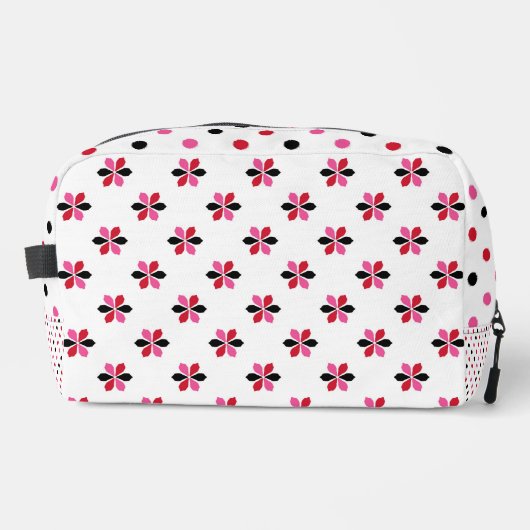 ROTE PINK BLACK FLORAL PATTERN UND POLKA DOTS WASCHBEUTEL (Vorderseite)