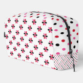 ROTE PINK BLACK FLORAL PATTERN UND POLKA DOTS WASCHBEUTEL (Rechte Ecke)