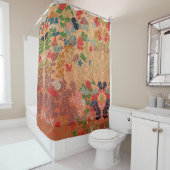 ROTE PINK-BLUME, BLÄTTER ANTIQUE JAPANISCHE BLUMEN DUSCHVORHANG (Beispiel)