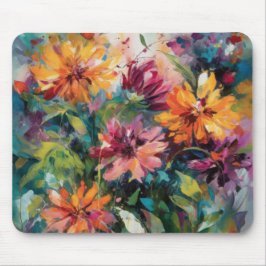 ROTE PINK GELBE GRÜNE ABSTRAKTE AQUARELLBLUMEN MOUSEPAD
