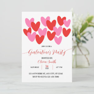 ROTE PINK HERZEN GALENTINES-TAG PARTY-EINLADUNG EINLADUNG