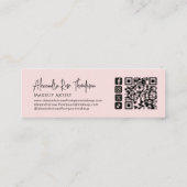 Röte-Pink-Makeup-Artist-QR-Code-Social-Icon-Mini Mini Visitenkarte (Rückseite)