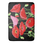Rote Pink Poppies Art Custom Black Badematte (Vorderseite Vertikal)
