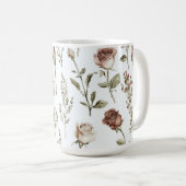 Rote Pink-Rose-Blume Kaffeetasse (VorderseiteRechts)