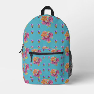 Rote Pink-Rose Shabby Chic Türkis Aqua Floral Blum Bedruckter Rucksack