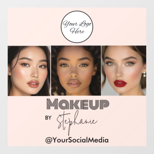 Röte-Pink-Script-Logo-Foto-Makeup-Studio Fensteraufkleber (Blatt)