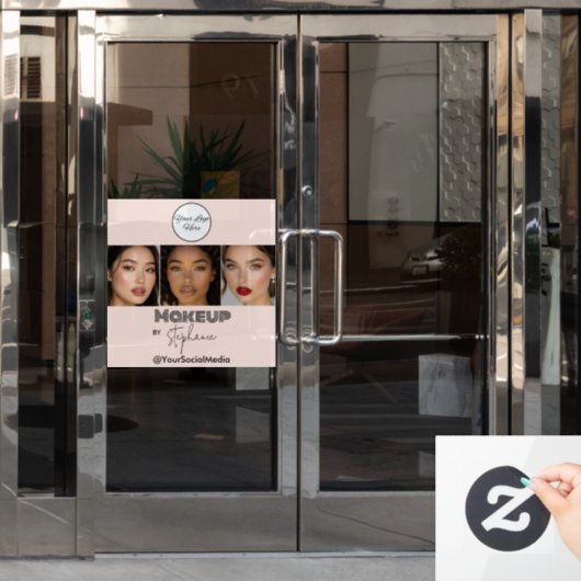 Röte-Pink-Script-Logo-Foto-Makeup-Studio Fensteraufkleber (Büro Tür)