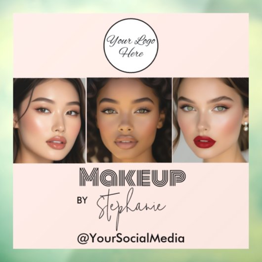 Röte-Pink-Script-Logo-Foto-Makeup-Studio Fensteraufkleber (Blatt 3)