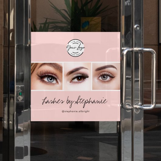 Röte-Pink-Script-Logo-Foto-Wimpern-Studio Fensteraufkleber