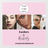 Röte-Pink-Script-Logo-Foto-Wimpernstudio Fensteraufkleber (Blatt)