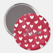 Rote Pink Weiße Herzen Magnet (Vorderseite/Rückseite)