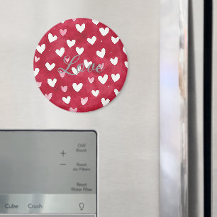 Rote Pink Weiße Herzen Magnet