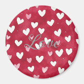 Rote Pink Weiße Herzen Magnet (Vorne)