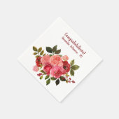 Rote Pinke Blumige Rose Abschluss Serviette (Ecke)