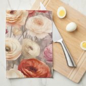 Rote Pinke Creme-Ranunculus-Blumen Geschirrtuch (Viertel Falte)
