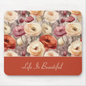 Rote Pinke Creme-Ranunculus-Blumen Mousepad (Vorne)