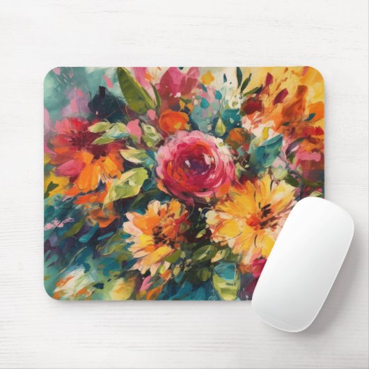 ROTE PINKFARBENE GELBGRÜNE ABSTRAKTE WASSERFARBENE MOUSEPAD (Mit Mouse)