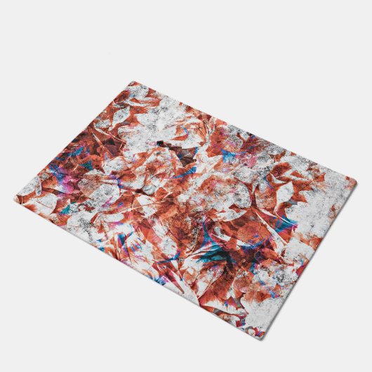 Rote Pinsel abstrakt moderne Digitaltechnik Fußmatte (Schrägansicht)