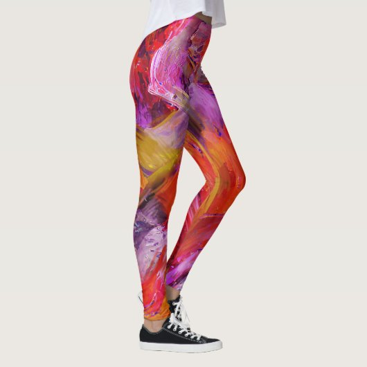 Rote Pinselstriche Leggings (Rechts)