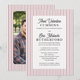 Rote Pinstreifen-Rustico-Hochzeitseltern des Bräut Einladung