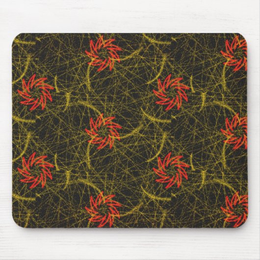 Rote Pinwheels Gelbe Wirbel Fraktal Mousepad (Vorne)