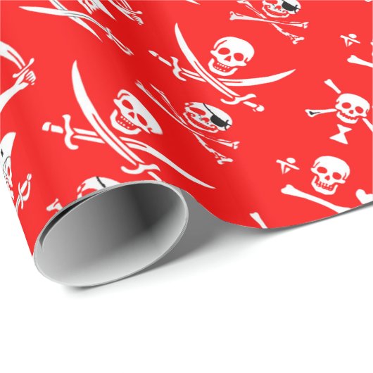 ROTE PIRATBANNER, KREUZTE, SCHWERTER GESCHENKPAPIER (Rolleneckpunkt)
