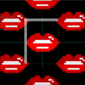 Rote Pixel Lippen Muster Design DIY Textilien Gewe Stoff (Kachel)