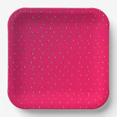 Rote Platte mit sonniger Erdbeerhintergrund Pappteller (Vorderseite)