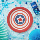 Rote Platte mit weißer Rundlinie und Center Star Pappteller (Party)