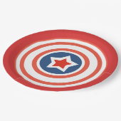 Rote Platte mit weißer Rundlinie und Center Star Pappteller (Schrägansicht)