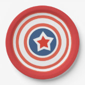 Rote Platte mit weißer Rundlinie und Center Star Pappteller (Vorderseite)