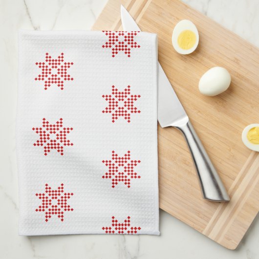 Rote Poinsettia, Abstrakte Weihnachten Geschirrtuch (Viertel Falte)