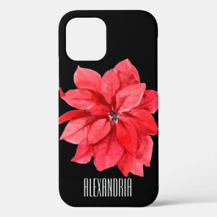 Rote Poinsettia als Personalisierter schwarzer Nam Case-Mate iPhone Hülle