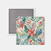 Rote Poinsettia Blume Blätter Botanische Weihnacht Magnet (Vorderseite/Rückseite)