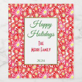 Rote Poinsettia Blume Holiday Wein Flasche Etikett