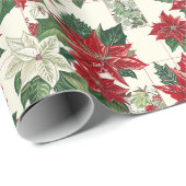Rote Poinsettia-Blume im Hintergrund Geschenkpapier (Rolleneckpunkt)