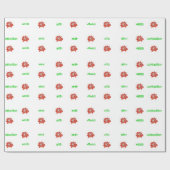 Rote Poinsettia Blume und Grüne Wörter wrapping Geschenkpapier (Flach)