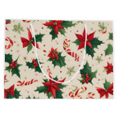 Rote Poinsettia Blume und heilige Blätter Geschenk Große Geschenktüte (Rückseite)