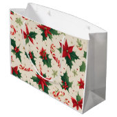 Rote Poinsettia Blume und heilige Blätter Geschenk Große Geschenktüte (Rückseite Schrägansicht)