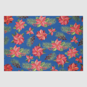 Rote Poinsettia-Blume und Holzoberries Seidenpapier