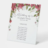 Rote Poinsettia Blumengast Sitzplätze Sockelschild (Vorderseite)