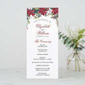 Rote Poinsettia Blumenkohl Hochzeit Programm (Stehend Vorderseite)