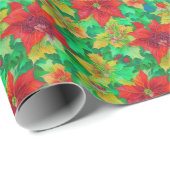 Rote Poinsettia Blumenmuster Geschenkpapier (Rolleneckpunkt)