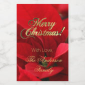 Rote Poinsettia Blumenweihnachtsgebäck Blume Elega Weinetikett (Einzelnes Label)