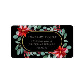 Rote Poinsettia Blumenzettel Adressaufkleber (Vorne)