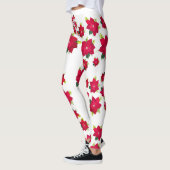 Rote Poinsettia-Blüten Leggings (Links)
