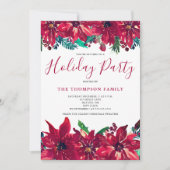 Rote Poinsettia Feierlichkeiten Einladung (Vorderseite)